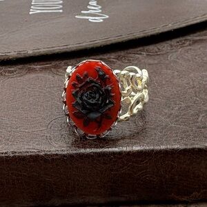 Handmade Gothic Rose Ring Black and Red